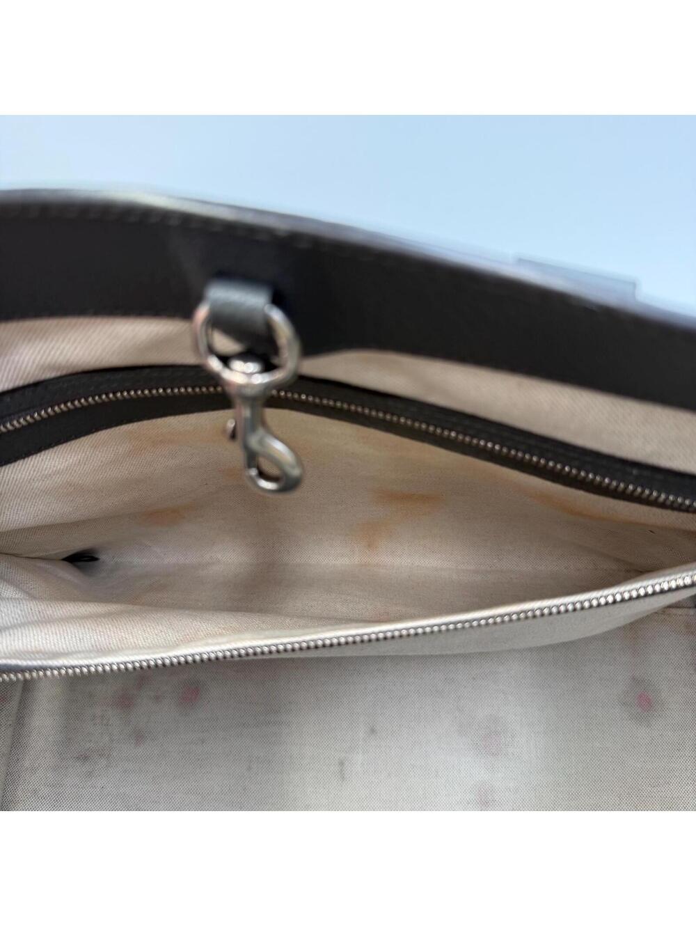 Gucci GG Supreme Monogram Tote Bag With Web Strap Gray Black - Picture 12 of 14